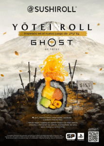 Yōtei Roll inspirado en los paisajes nevados de Hokkaidō junto a un control de PS5